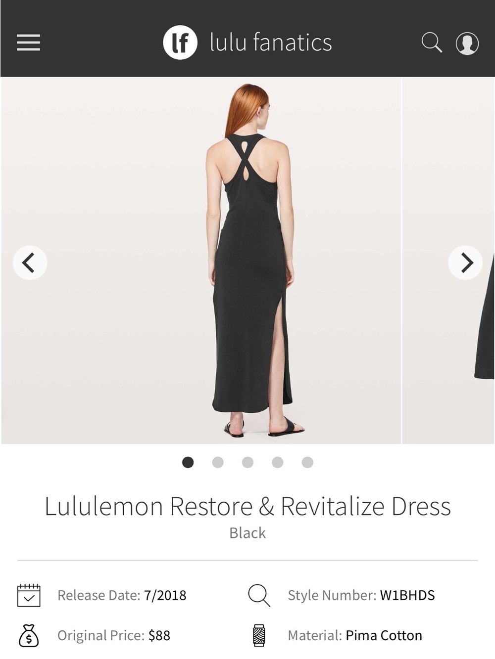 Lululemon Restore & Revitalize Dress, 
Black, size 6-8